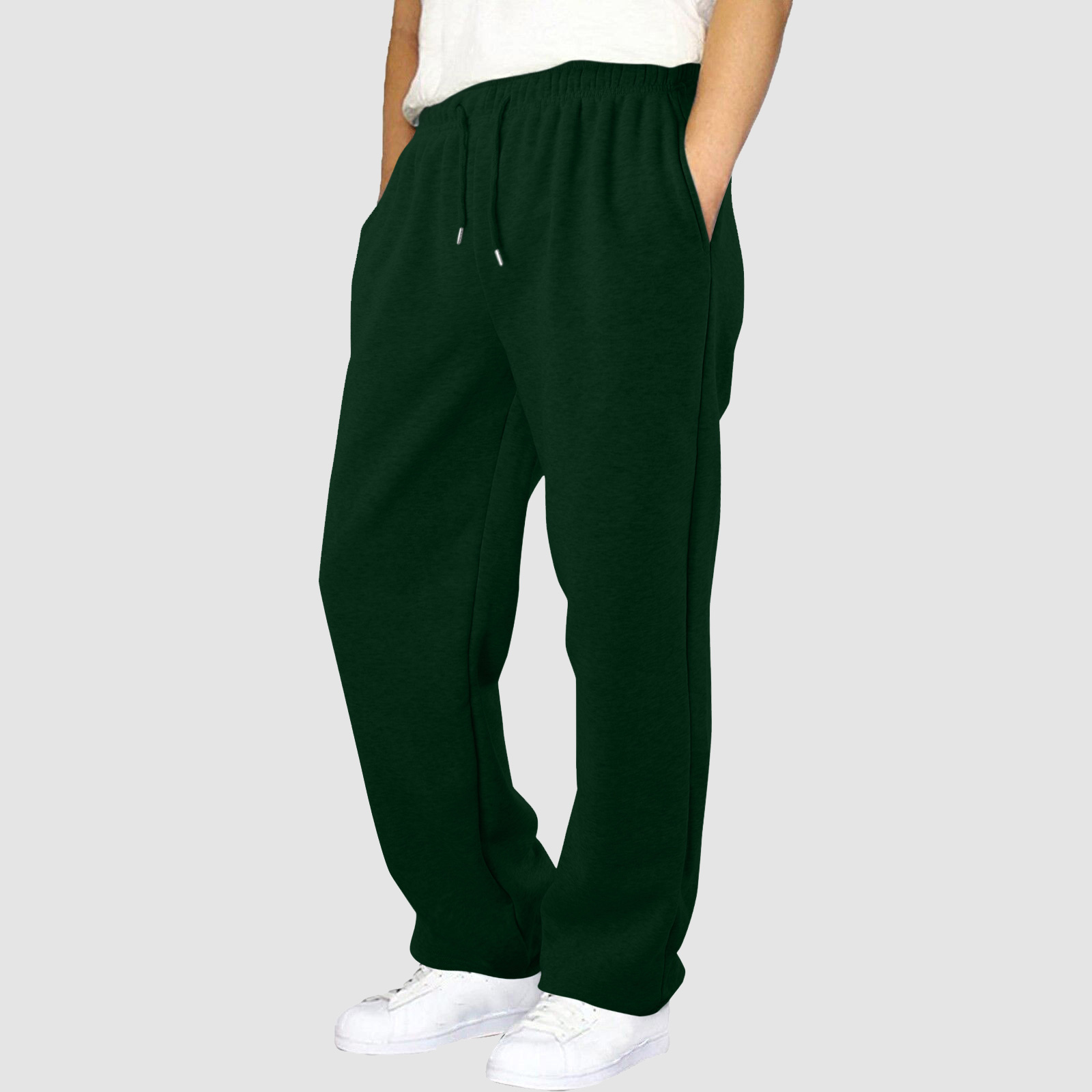 thumbnail image 5 of Pantalones de chándal con forro polar para hombre: pierna recta ancha, cintura alta, bolsillos, poliéster resistente para uso diario/deportivo, tallas US/UK/EU S-XXXL, 5 of 8